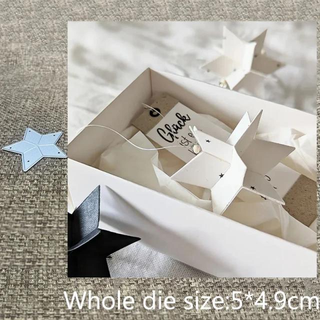 Estêncil de Metal Dobrável para Decoração de Scrapbook e Cartões - Molde de Corte em Forma de Estrela para Artesanato com Papel