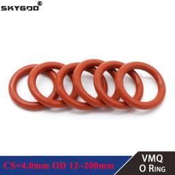 Junta de anel de vedação de silicone vermelho, CS, produto comestível, anel de vedação de borracha, sortimento, ferramentas Hvac, 4mm, OD 12 ~ 200mm, 10Pcs - Image 1