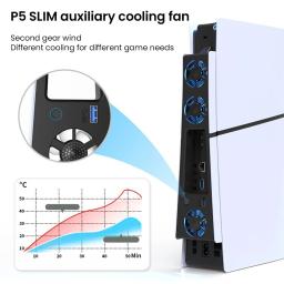 Gaming Cooler Fan com Redução de Ruído, Sistema de Arrefecimento Eficiente, Luz LED, Acessórios Do Jogo, PS5 Console Slim, 3 Fãs - Image 3