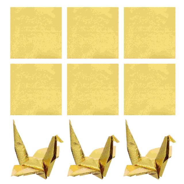 Origami Brilhante em Papel Dourado - Quadrados Metálicos para Scrapbook e Artesanato DIY