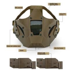 Airsoft máscara protetora de malha meia face ajuste rápido capacete ferroviário para caça paintball csgame tiro esporte ao ar livre - Image 3
