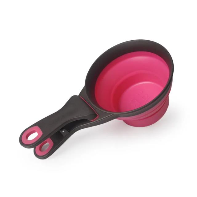 Tigela Dobrável de Silicone para Animais de Estimação com Colher Medidora e Clipe de Alimentos para Uso ao Ar Livre