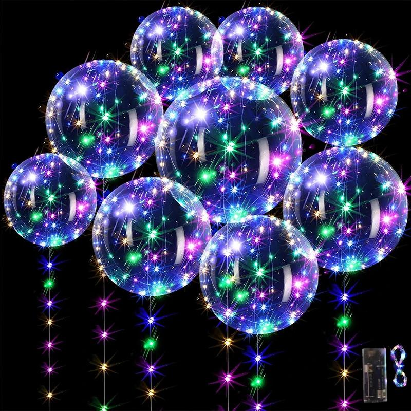 LED Light Up Bobo Balões Transparentes, Luzes de Cordas, Natal, Casamento, Decoração De Festa De Aniversário, Baby Shower, 10Pcs - Image 1