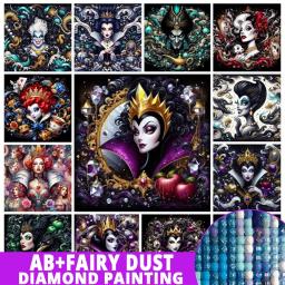 Disney-5D Kits de Pintura Diamante para Home Decor, DIY Arte Mosaico, Bordados de Vilões, Broca Completa, Ursula Desenhos Animados, Malévola, Fada Poeira, AB - Image 1