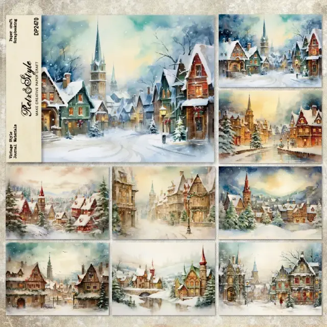 Pacote de Cartões Vintage para Scrapbooking A5 - 8 Folhas de Papel Leve e Modelado