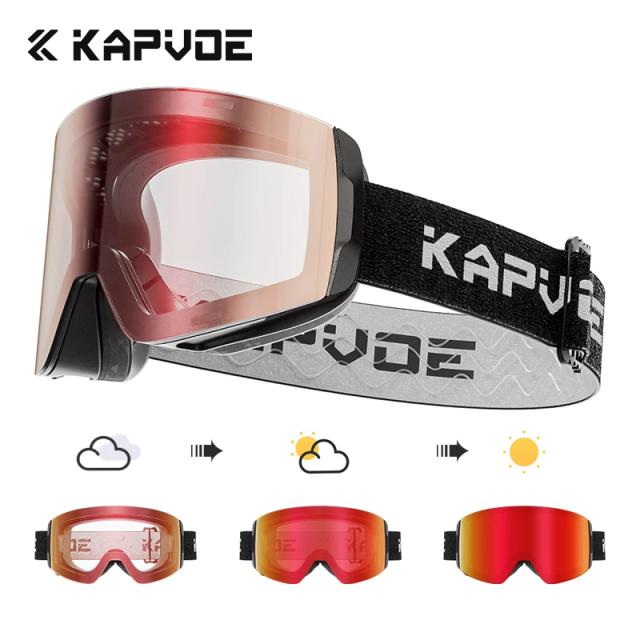 Kapvoe Óculos de Esqui Fotocromáticos Lentes Duplas Anti-neblina UV400 para Esportes de Inverno