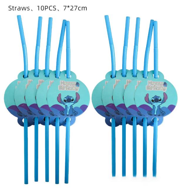 Canudos de Plástico Decorativos com Tema de Ponto para Festas Infantis e Chá de Bebê - Pacote com 10 Unidades