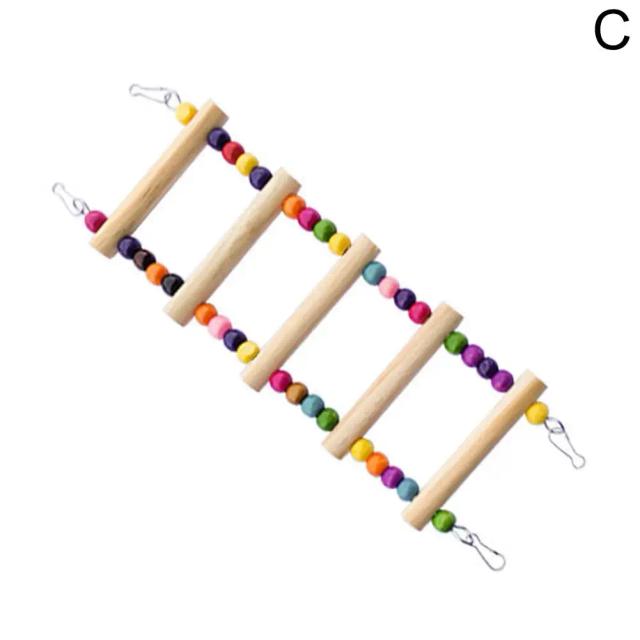 Brinquedo de Madeira para Papagaios com Corda de Algodão e Plataforma de Mordida - Acessórios Diversos para Calopsitas e Pássaros em Treinamento