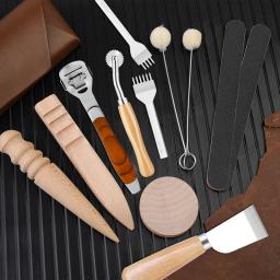 Kit de ferramentas para artesanato em couro com botão de metal, conjunto de fixadores, perfuração, escultura, sela de trabalho para costura manual diy - Image 3