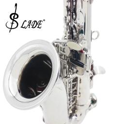 SLADE-Saxofone Soprano Profissional, B Saxofone Plano, Latão Sax prateado com Case, Cinta no pescoço, Peças Reeds, Instrumento de Sopros - Image 5