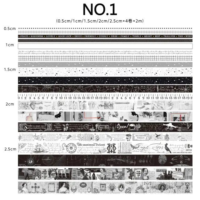 Conjunto Vintage de 20 Rolos de Washi Tape para Jornal e Artesanato