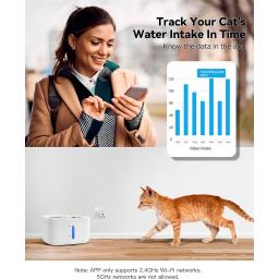 Wireless Connected Water Fountain para Cat, fonte de água automática Pet, bandeja de aço inoxidável, peso Sensor, App, 84oz, 2.5l - Image 3