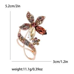 Broches de flores de strass da moda para mulheres unissex alfinetes botânicos 2 cores disponíveis acessórios de festa casuais presentes - Image 6