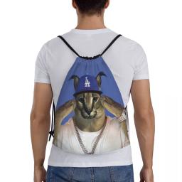 Big Floppa Rapper Meme Drawstring Mochila, Sports Gym Bag para mulheres e homens, Funny Caracal Cat Shopping Sackpack - Image 5