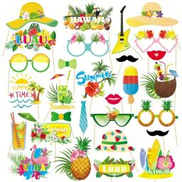 Conjunto de adereços fotografia havaiana para festas na praia do verão e tema tropical, 29 peça - Image 1