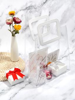 Sacos claros do presente com alças, sacolas do PVC para enviar o presente, reutilizáveis, compras de varejo, festa de Natal, casamento, 1 Pc - Image 2