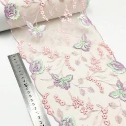 1 jarda tela de renda inferior fio de poliéster prensado tecido diy flor bordado acessórios de renda cortina sofá almofada decoração - Image 5