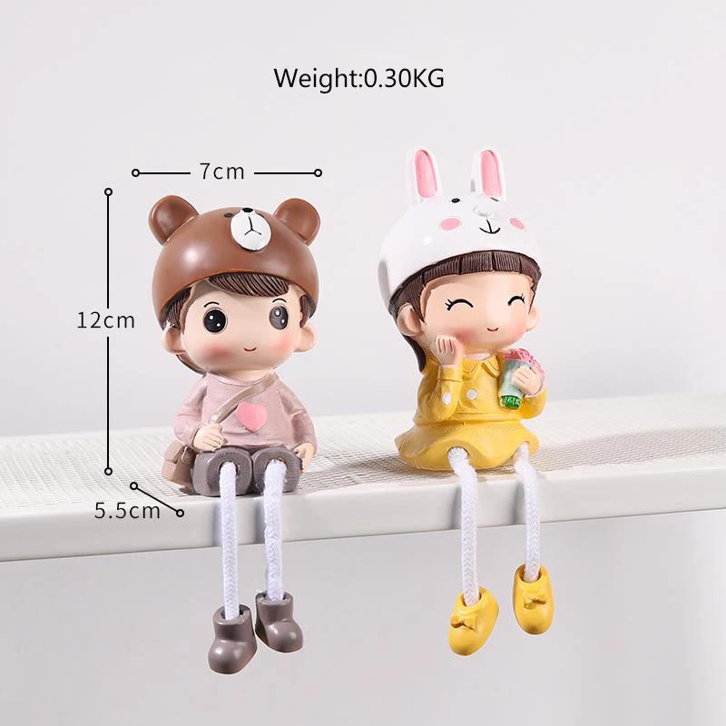 Resina Miniaturas de Casal Boneca Estatueta, simples Estátua, Decoração Home, Sala, Gabinete e Decoração de Mesa, Acessórios Adoráveis, 2PCs - Image 1