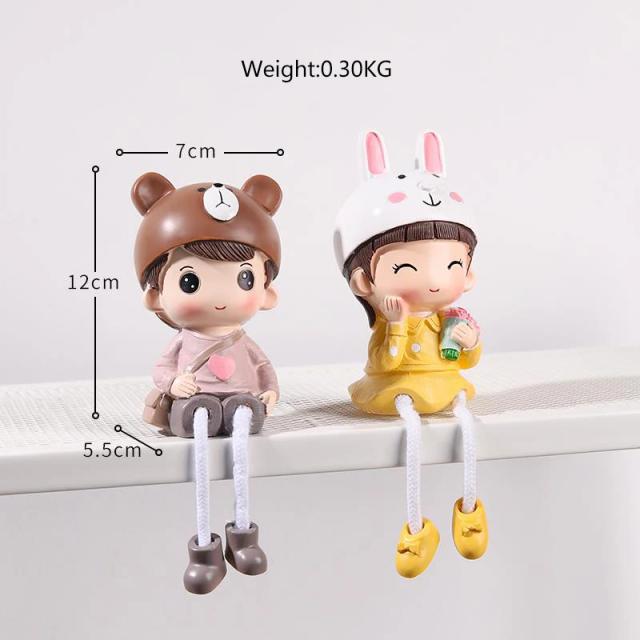 Miniaturas de Casal em Resina: Estátuas Adoráveis para Decoração de Casa e Mesa - 2 Peças