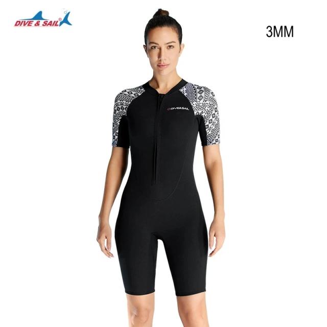 Terno de Mergulho Neoprene 3mm Unissex com Manga Curta e Zíper Frontal para Mergulho, Caiaque e Natação