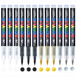 Conjunto de Canetas Marcador Branco, Caneta Pincel Permanente, Projetos de Arte, Desenho, Pintura Rupestre, Pedra, Cerâmica, Vidro, Madeira, Plástico, 3Pcs - Image 1