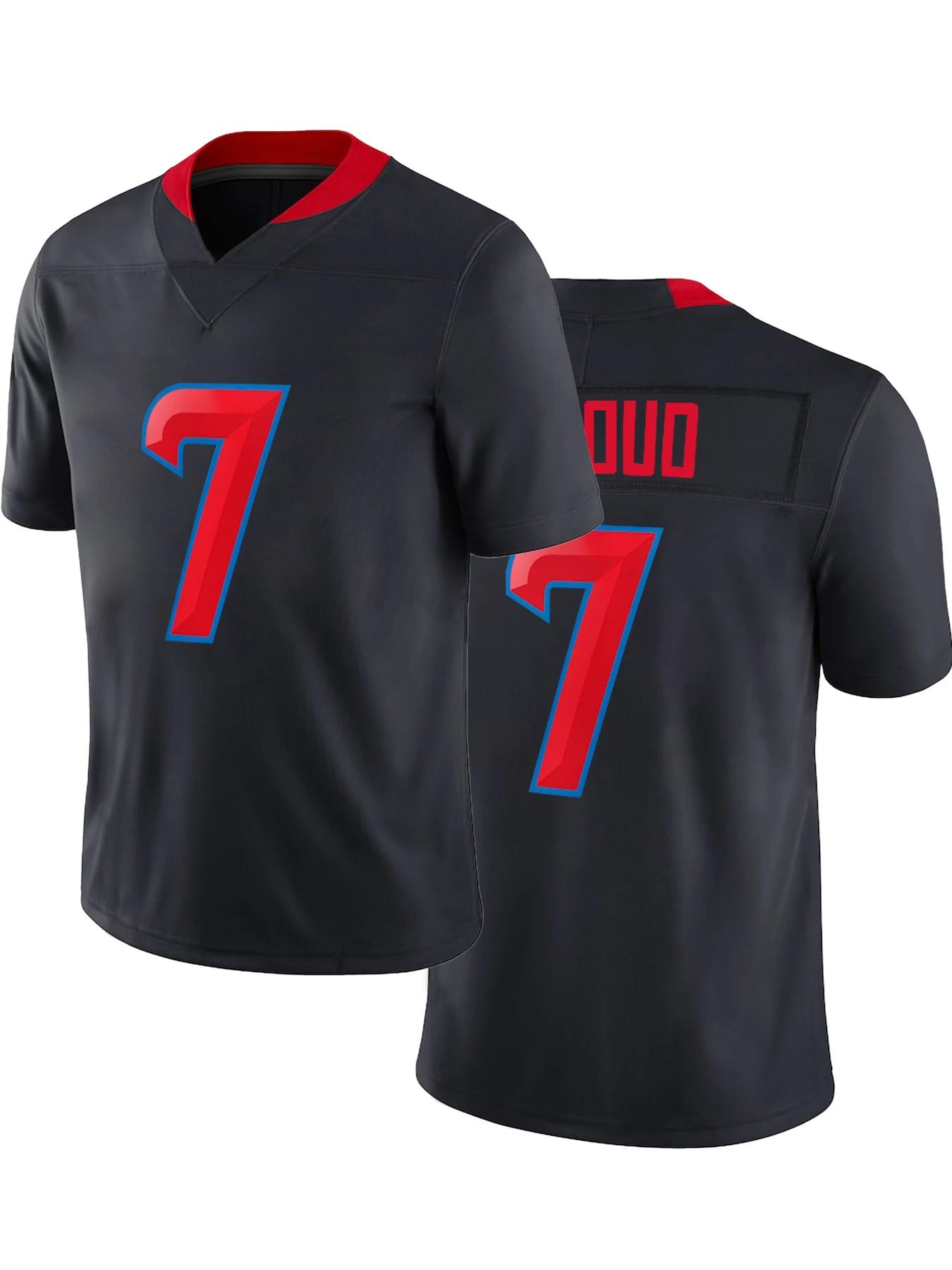 Futebol americano manga curta respirável Jersey, uniforme de futebol, desgaste dos homens, Rugby Jersey, Houston Texans, C.J. Marinha jogo, Stroud, 7 - Image 1