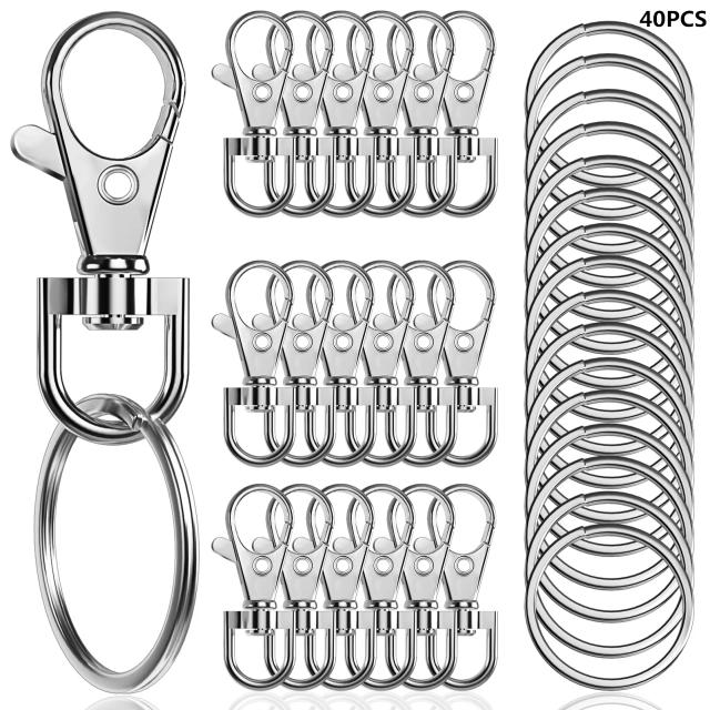 Fecho de Lagosta com Chaveiro para Decoração DIY - 40 peças de 35mm (1,38") e 20 peças adicionais