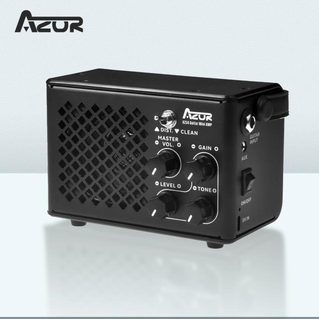 Amplificador de Guitarra Bluetooth AZOR 10W Mini AMP com Alto-falante em Liga de Alumínio e Acessórios Inclusos