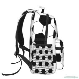Unisex futebol padrão esporte mochilas, saco de viagem do futebol, mochila laptop casual, escola do ensino médio bookbags para estudantes, meninos - Image 3