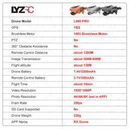 Lyrc l900 pro gps drone 4k profissional hd câmera dupla 5g wifi motor sem escova fpv quadcopter dobrável fotografia aérea drone - Image 2