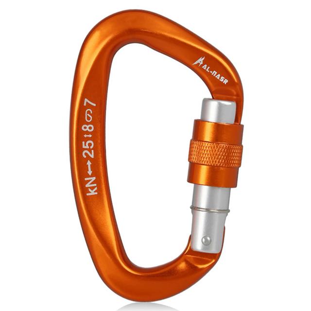 Mosquetão de Alta Resistência em Forma de D com Clip de Bloqueio, Ideal para Escalada e Atividades ao Ar Livre - Capacidade de 25KN