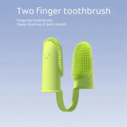 Escova de dentes dupla para pet, limpeza dental macia, manga de dedo, cuidados respiratórios, escova de dente TPR, ferramenta limpa, ferramentas para cães, 1pc - Image 4