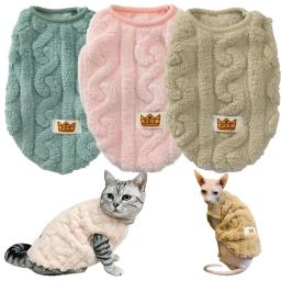 Roupas macias e aconchegantes de gato Traje de lã quente Colete Sphynx Suéter para cachorro pequeno Pulôver de gatinho Jaqueta de estimação Casaco de inverno Roupa de outono - Image 1