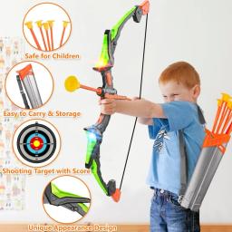 Conjunto de arco e flecha para crianças, brinquedos com luzes de flash led, arco de tiro com arco para crianças, jogo de esportes ao ar livre, brinquedo de tiro, presente para meninos - Image 6