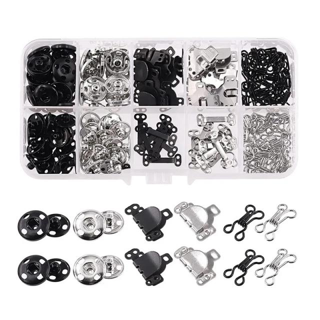 Conjunto Completo de 100 Ganchos de Metal e Ilhós para Costura: Botões de Pressão para Reparos em Calças e Saias - Acessórios DIY Essenciais