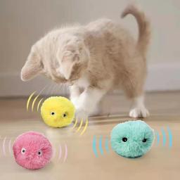 Bola interativa Smart Cat Toys Pelúcia Elétrica Catnip Training Toy Kitten Touch Sounding Pet Product Squeak Toy Ball - Image 1