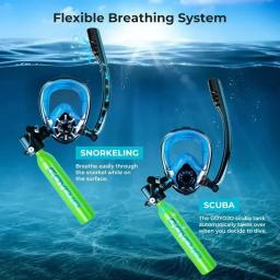 Tanque de mergulho com máscara de snorkel Mini cilindro portátil de oxigênio, máscara de mergulho facial, sistema de respiração subaquática com bomba, 0.5L - Image 4