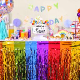 Saias De Mesa De Franja De Folha De Tinsel Metálico Ondulado, Decoração De Mesa Do Arco-íris, Unicórnio, Aniversário, Casamento, Chuveiro Nupcial, Decoração De Festa - Image 1