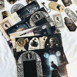 Vintage Dark Academy Material Papel e Adesivo Pack, Mix Pack, Scrapbook DIY, Decoração de Colagem, Papel De Fundo - Image 4
