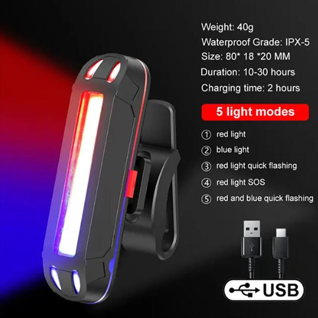 Lanterna Traseira de Bicicleta Super Brilhante com 5 Modos de Iluminação e USB Recarregável para Segurança e Visibilidade