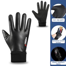 Luvas de veludo para motocicletas masculinas, luvas quentes, antiderrapantes, tela sensível ao toque, impermeável, esportes, caminhada, ciclismo, 2, meio dedo, masculino, inverno - Image 6