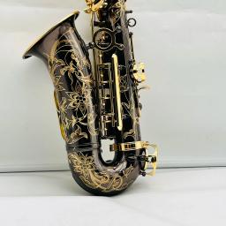 Saxofone Alto banhado a níquel com chaves douradas, sopro profissional, decoração lindamente esculpida, Eb Tune, preto, YAS-875EX - Image 2