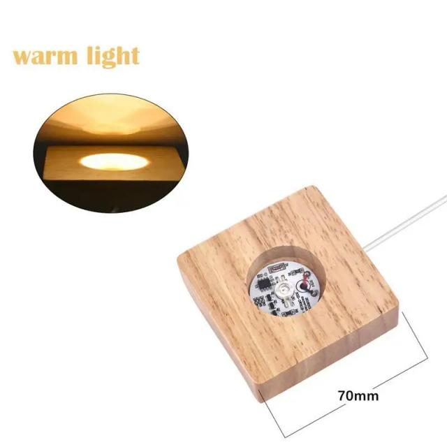 Suporte Iluminado em Madeira para Resina Epóxi com Carregamento USB - Luminária Noturna Decorativa para o Lar