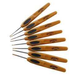 8 pçs artesanal crochê gancho conjunto pontos ferramenta de costura em casa agulhas de tricô liga alumínio diy portátil - Image 4