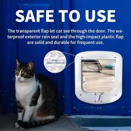 Smart 4 Way Locking Cat Door, Microchip Ativado, Durável Interior Exterior Cat Flap com Chip Door para Gatos e Atividade para Cães Pequenos - Image 5