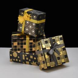 Rolos de Papel de Embrulho para Presente, Metálico, Preto e Dourado, Dia dos Namorados, Aniversários, Casamentos, Graduações, Noivados, 50x70cm, 8 Pcs - Image 3