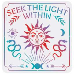 Sol rosto estênceis para pintura modelo reutilizável diy arte e artesanato estêncil procurar a luz dentro desenho em paredes de tecido de madeira - Image 1