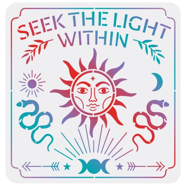 Estêncil Reutilizável para Pintura DIY: Desenho "Procure a Luz" em Paredes, Tecido e Madeira