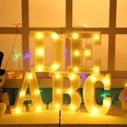 Letras decorativas do alfabeto Luzes LED, lâmpada luminosa, luz noturna da bateria, festa, casamento, decoração do quarto - Image 4