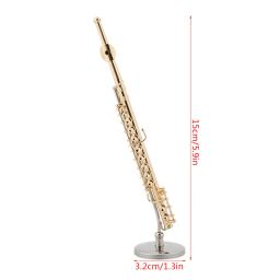 Réplica Miniatura De Flauta Com Suporte E Estojo, Mini Instrumento Banhado A Ouro, Ornamentos Musicais, Presente - Image 6